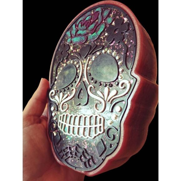 Resin art Sugar Skull coin‎ or trinket box angel inlay - Picture 3 of 7